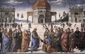Pietro Perugino's usage of perspective in this fresco at the Sistine Chapel (1481–82) helped bring the Renaissance to Rome.