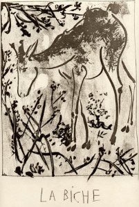 La Biche, a sugarlift aquatint and drypoint created by Picasso