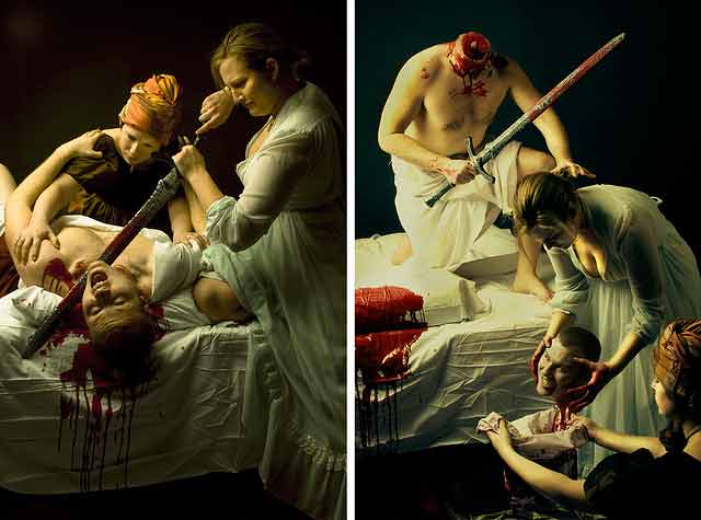 Modern interpretation of Caravaggio’s “Judith Beheading Holofernes”